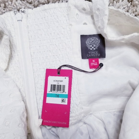 Vince Camuto Cotton Eyelet Tiered Dress Ivory / White Size 16 - Picture 7 of 7